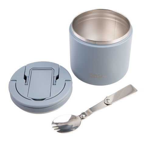 Stainless Steel Double Wall Insulated Food Flask with Quick Release Lid & Spork 500ml