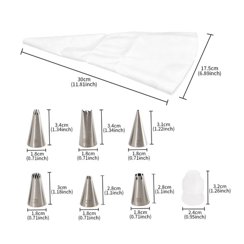 Ss304 Tips Set With Icing Bag