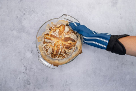 Silicone/Fabric Oven Glove Stripe - Blue