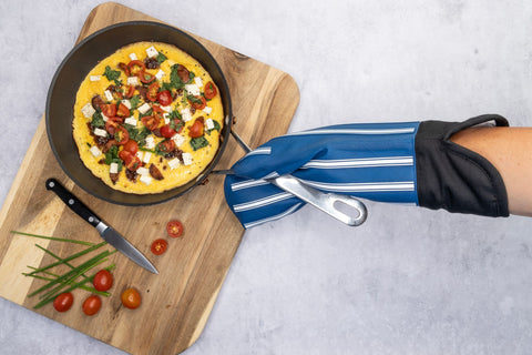 Silicone/Fabric Oven Glove Stripe - Blue