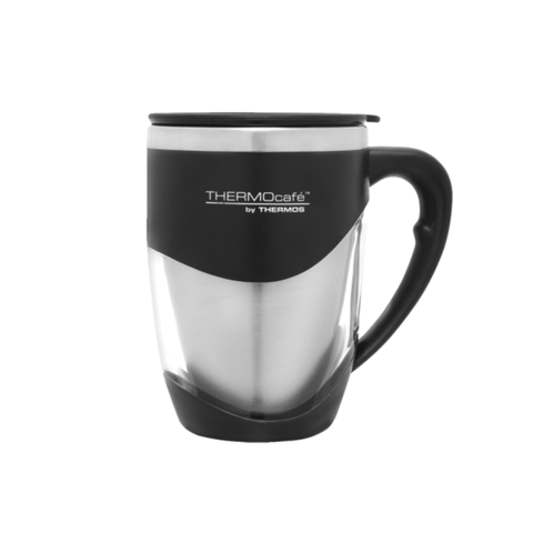 375Ml Thermocaf Stainless Steel Inner Double Wall Desk Mug - Black & Grey Assorted