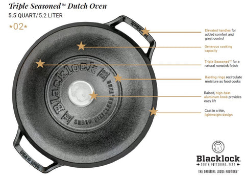 Blacklock 5.5 Quart Cast Iron Dutch Oven