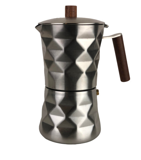Diamond Moka Pot, Matte Silver
