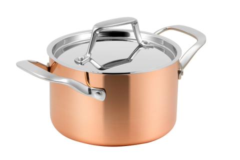 Lassani Tri-Ply Copper 16 cm Casserole With Lid And Induction Bottom