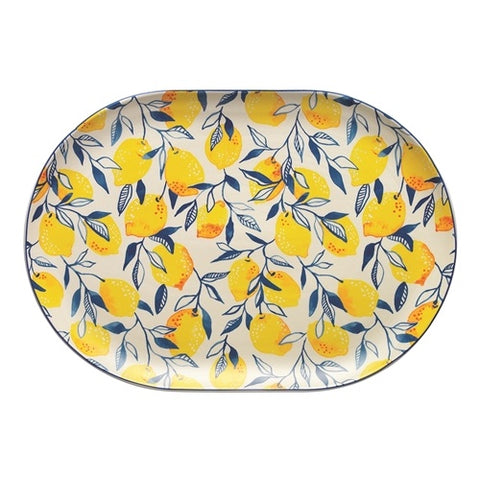 Punch Large Oval Platter 40.5 X 28.5 X 2.5Cm Lemon