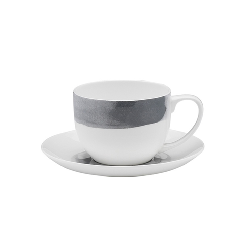 Watercolour Smoke Bone China Teacup & Saucer