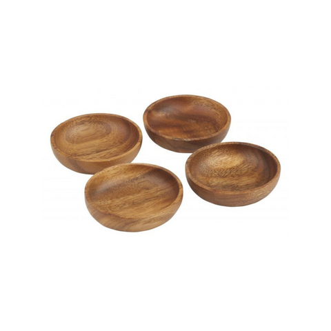 Acacia Wood Round Bowl Set/4 Natural 10X10X2.5cm