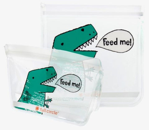 Ziptuck Reusable Lunch Bags Dinosaur Set/2  400ml, 830ml