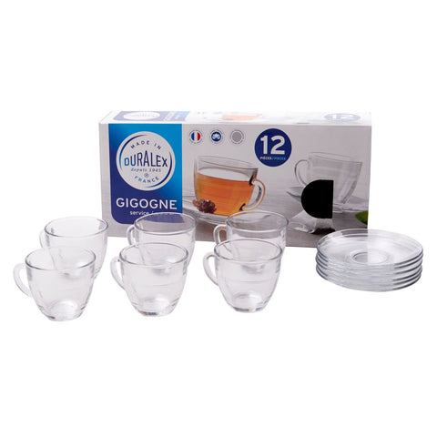 Gigogne Clear Cup & Saucer 220ml Set/6