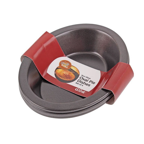 Non-Stick Oval Pie Dish 14 X 10Cm Set 4