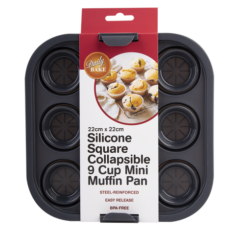 Square Collapsible 9 Cup Mini Muffin Pan 22 x 22cm