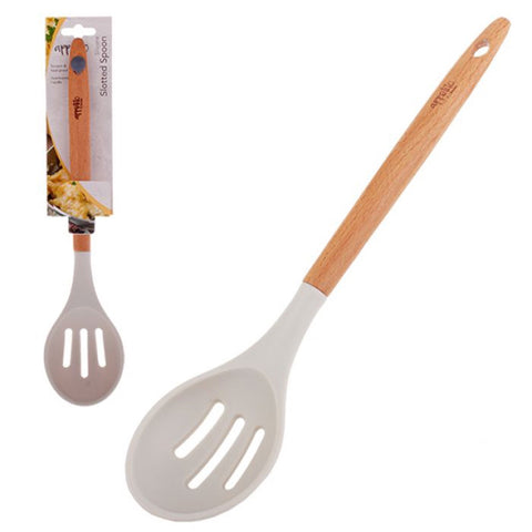 Silicone Slotted Spoon With Beechwood Handle