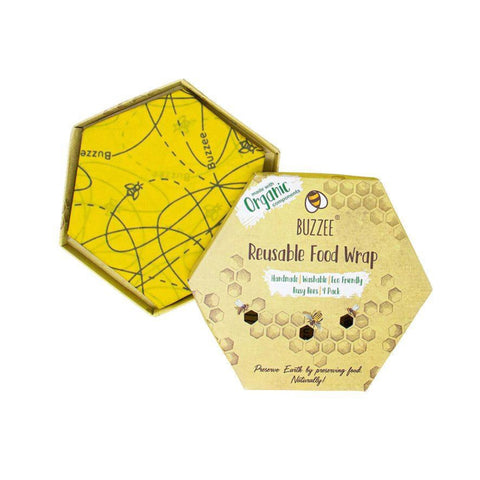 Organic Beeswax Wraps Pack of 4- Busy Bees / Busy Bees