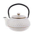 Cast Iron Teapot 600ml - Beaded White/Gold / White/Gold