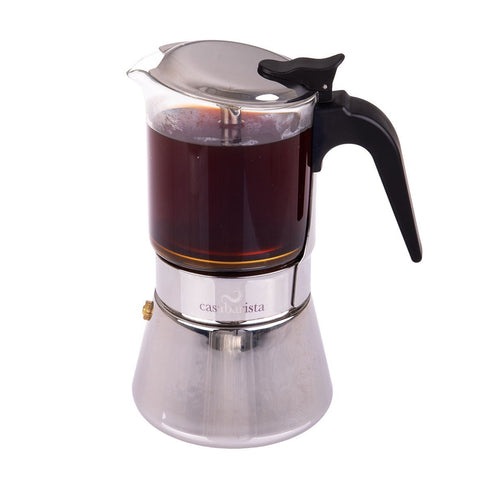 Capri 6 Cup Glass Top Stainless Steel Espresso Maker