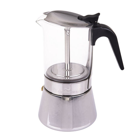 Capri 9 Cup Glass Top Stainless Steel Espresso Maker