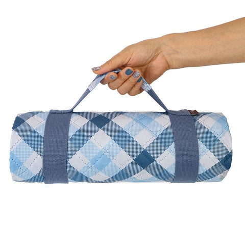 Picnic Rug - Gingham Blue/Grey 175 X 142Cm