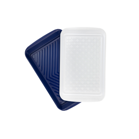 Tovolo Large Marinade Tray Set - Blue/White