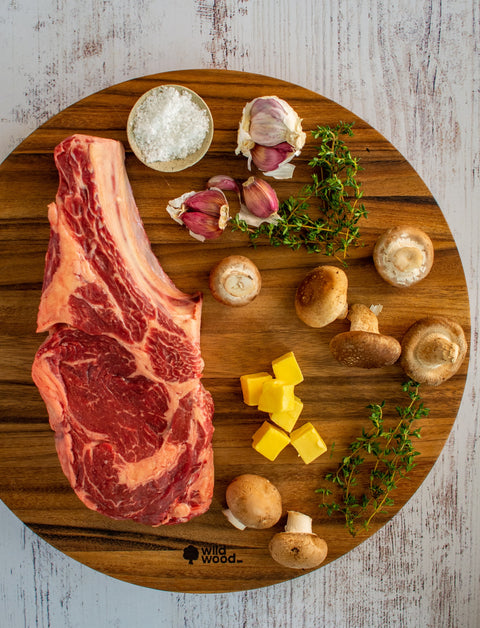 Stockton Display & Cutting Board with Stainless Steel Band
