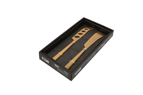 St Clare Nordic 2 Pce Cheese Set Gold Matte Finish - Stainless Steel