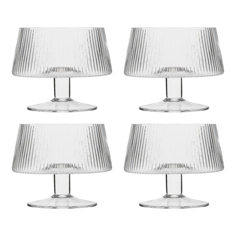 Classic Set of 4 Footed Bowls Ridged