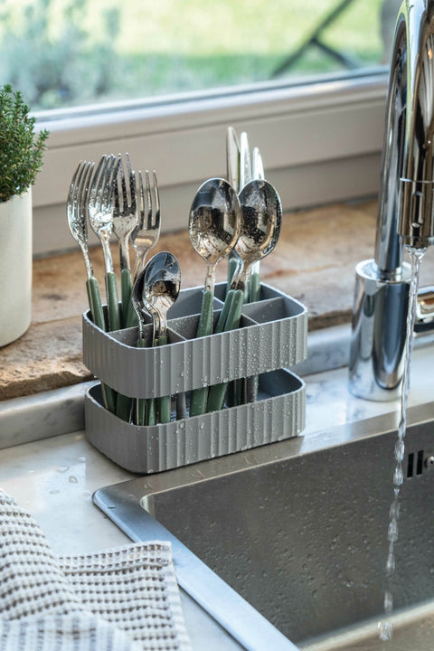 Drain & Safe Cutlery Drainer - Grey