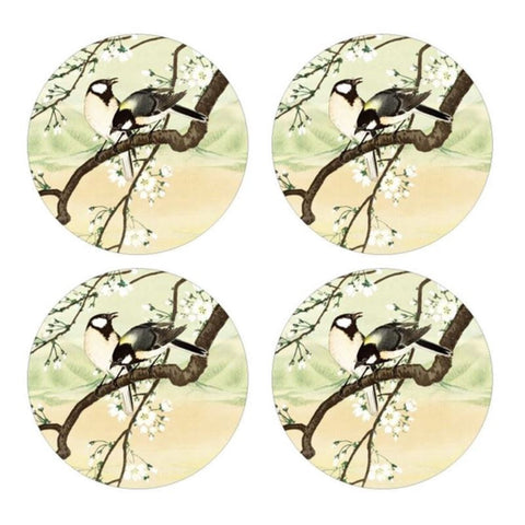 Round Japanese Landscapes Glass Coasters