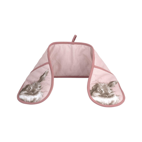 Pimpernel Wrendale Double Oven Gloves - Pink Rabbit