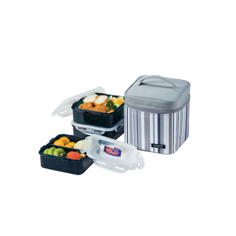 Lunch Bag 3 Piece Set Grey Stripe