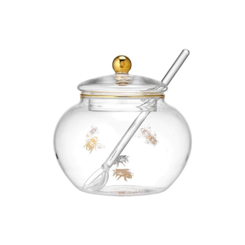 Honey Bee Glass Sugar Bowl With Spoon