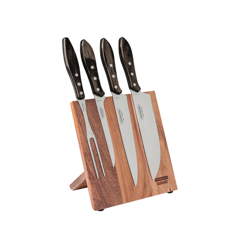 Churrasco Barbecue Knife Block 5 Piece - Brown