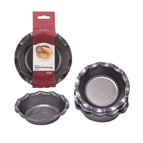Non-Stick Fluted Pie Dish 12.5Cm Dia. Set 4