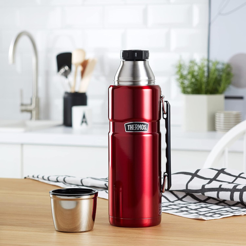 1.2L Thermos Stainless King Vacuum Insulated Flask - Red / Red