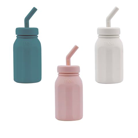 Silicone Straw Bottle - 3 Colors