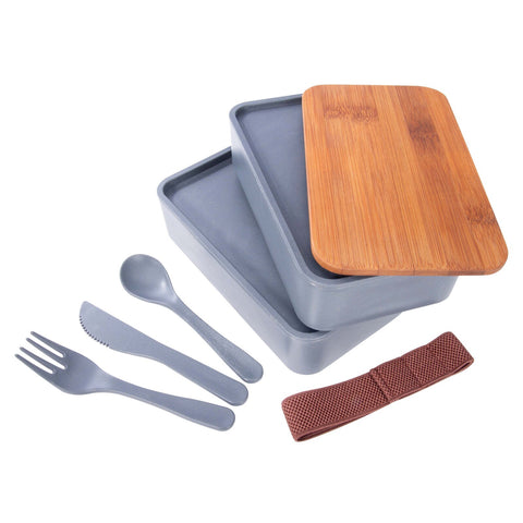 IS GIFT Wheat Straw Bento Box With Cutlerty
