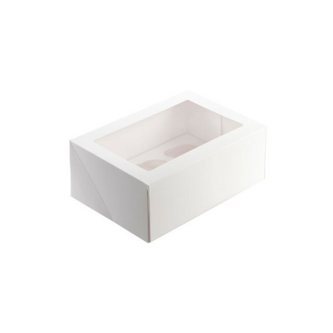 White Cupcake Box - 6 Cup