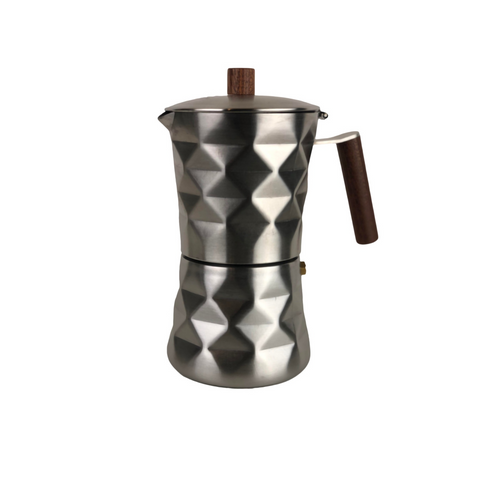 Diamond Moka Pot, Matte Silver