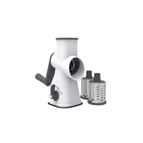 3 Blade Drum Grater with Lockable Suction Base - White/Grey