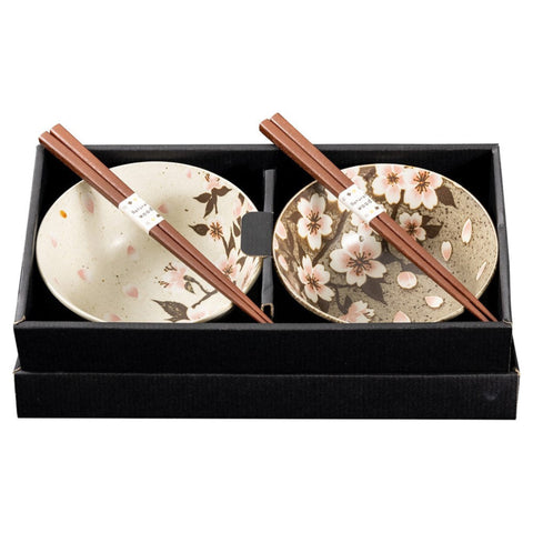 Omotenashi IGAZAKURA Set 2 Bowls & 2 Chopsticks 15Dx7H