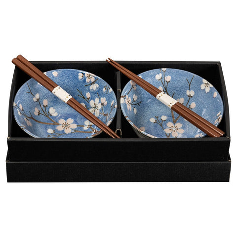 Omotenashi FUJISAKURA Set 2 Bowls & 2 Chopsticks 15Dx7H