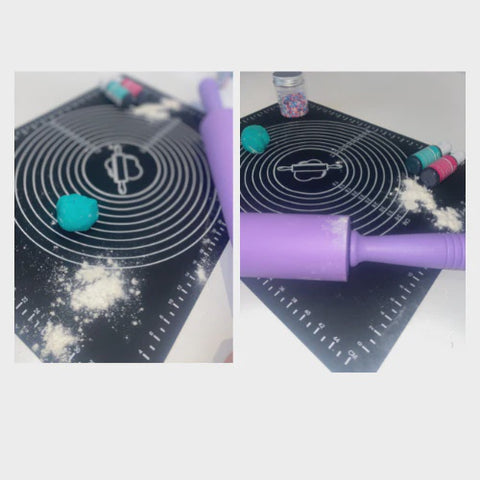 Baking Silicone Mat for Rolling Dough with measurements- Black - 40 x 30cm