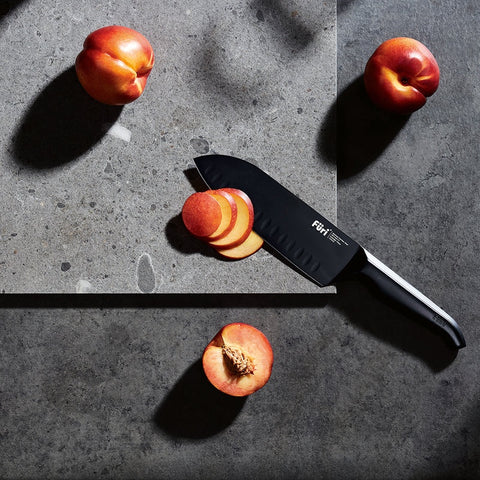 Pro Jet Black East/West Santoku Knife 17cm