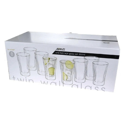 Uno Twin Wall Glass 250ml 8 Pieces Set