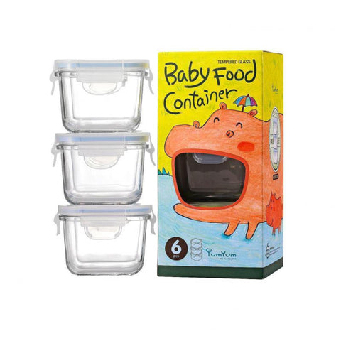 3Pc Baby Food Container Set Square 210Ml