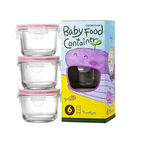 3Piece Baby Food Container Set Round Red 165ml