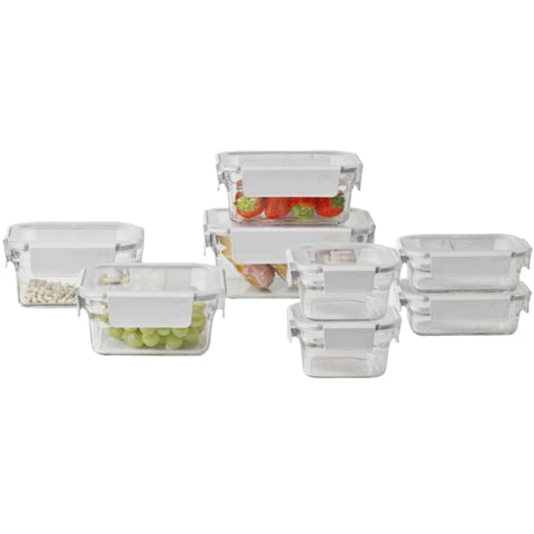 Glasslock Premium Oven Safe Glass 8 Piece Container Set White