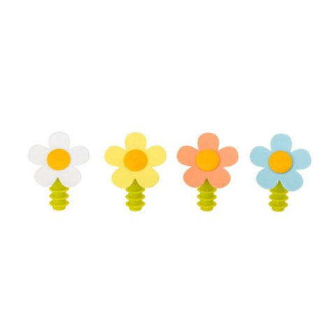 Vigar Flower Power Silicone Assorted Bottle Stopper Display