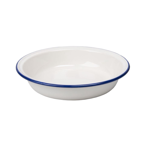 Enamel Round Pie Dish 19.5Cm Blue