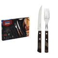 12-Piece Stainless-Steel Flatware Set with Brown Polywood Handles