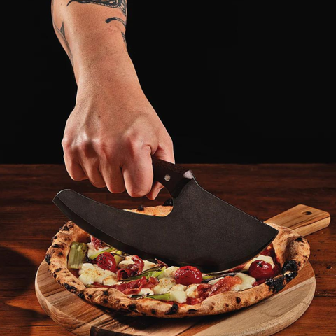 Churrasco Black Multipurpose Cleaver with Stainless-Steel Blade and Wood Handle, 10"